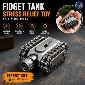 Premium Alloy Military Tank Fidget Toy 360° Rotatable Turret Stress Relief Toy