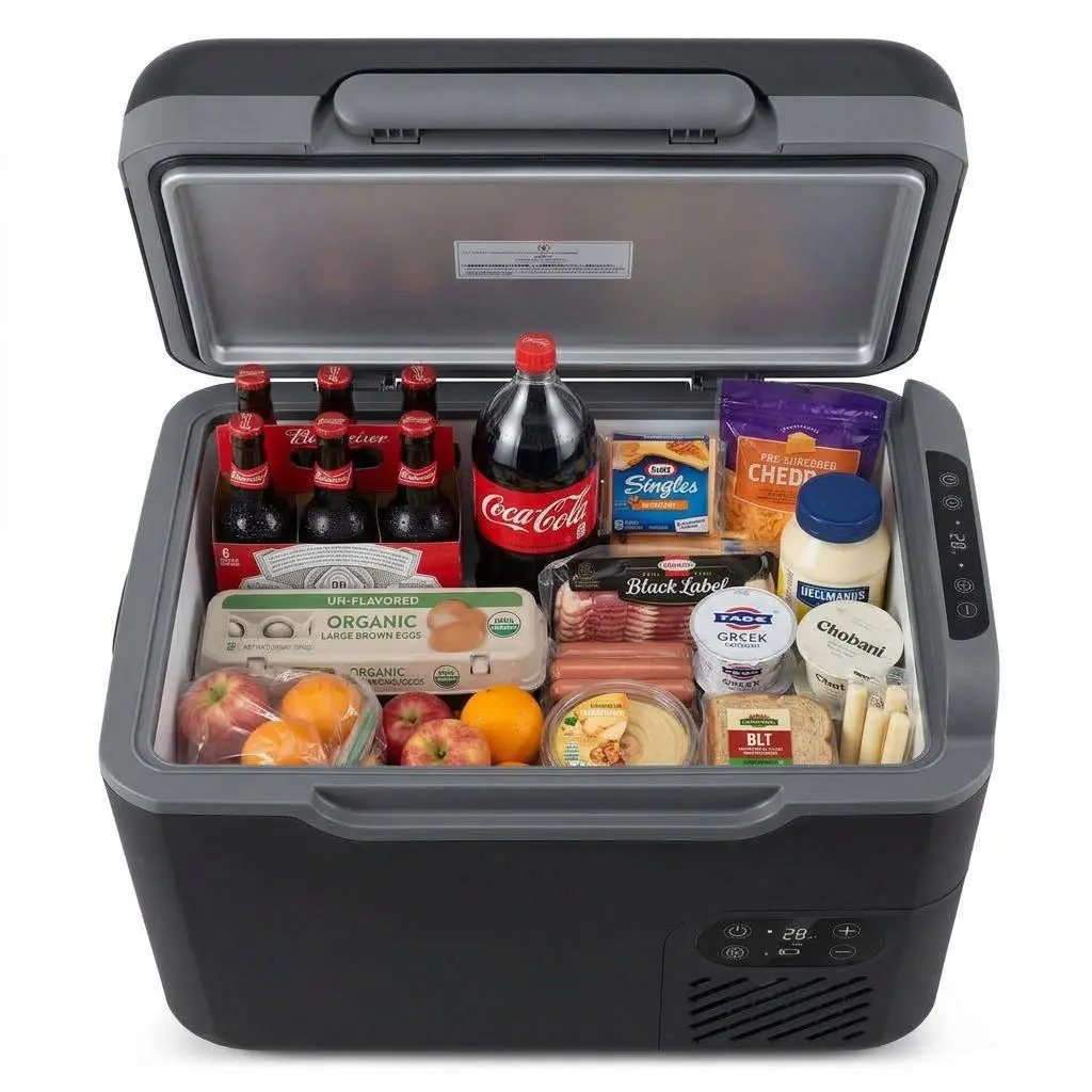 Garvee with 18L Car Fridge Freezer - 12V/24V Compressor for Truck, AC/DC 100-240V Home Use, -20°c to 20°c Fast Cooling, App Control & LCD, and Low Power Camping Fridge for RV