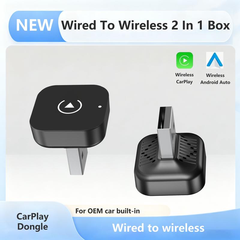 2026 New Upgrade Dual-Mode Wireless Carplay & Android Auto Adapter, Plug-And-Play, Fast Automatic Connection, Compact Design, USB/USB-C Ports ()