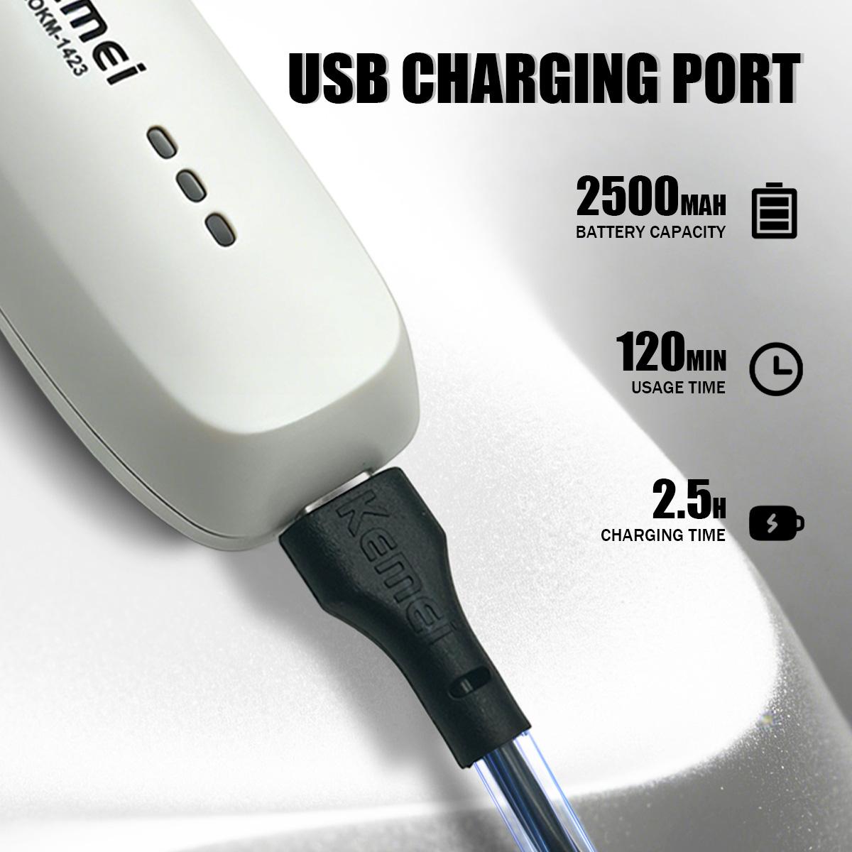 Kemei Professional Clippers SPACE blades Rechargeable Hair Trimmers External Rotor 10000RPM Adjustable Clipper For Man KM-1423