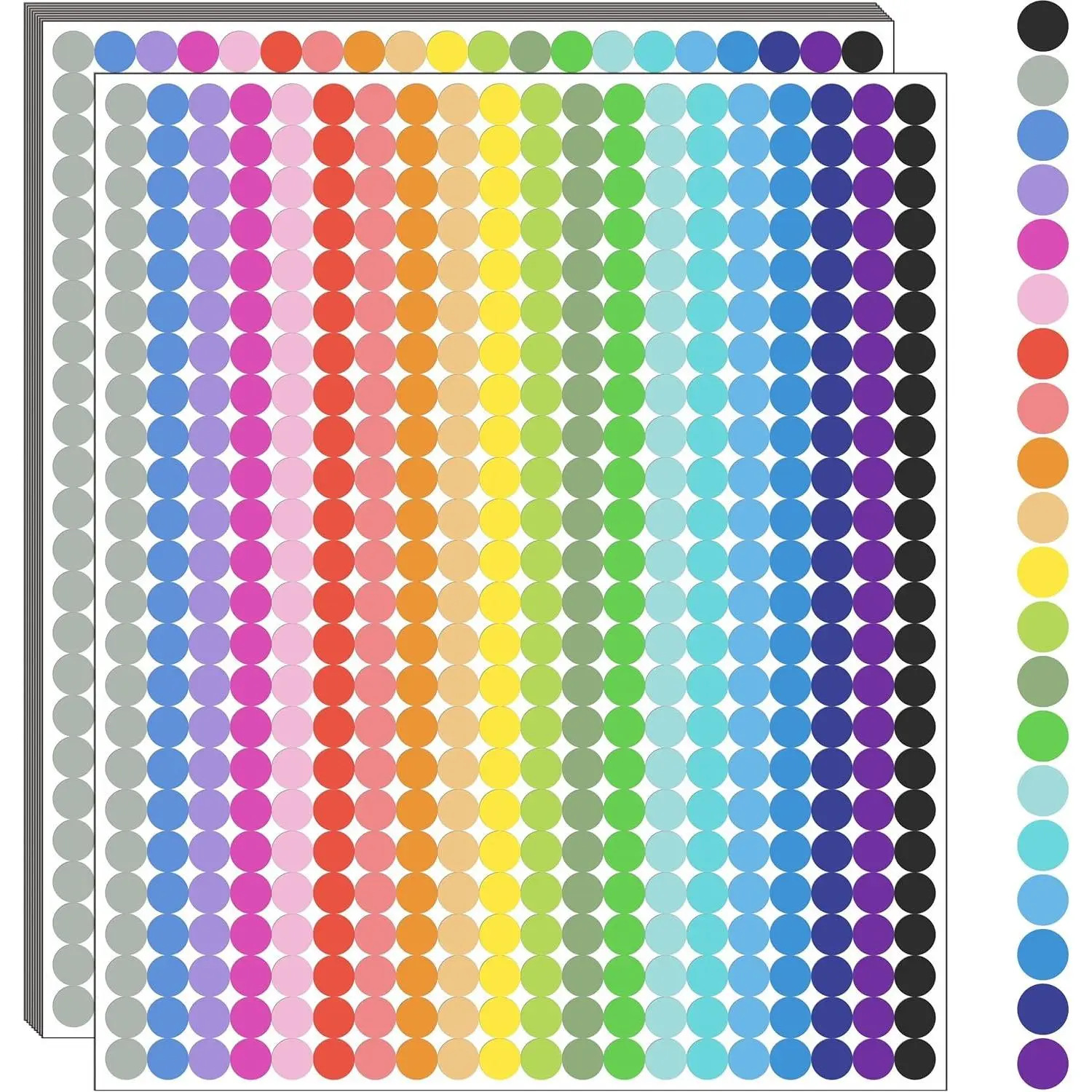 10000 PCS 1/4" Round Small Dot Stickers 20 Colors Color Coding Circle Label Stickers for Office Classroom