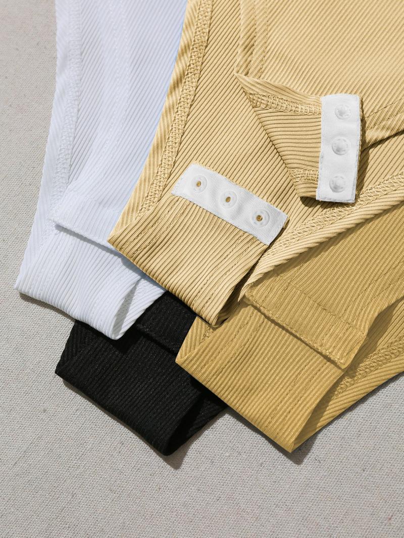 Women's Plain Scoop Neck Tank Bodysuit & Tee Bodysuit with Open Crotch Design, Stretchy Bodysuit, Casual Ribbed Bodysuit for Summer, Ladies Clothes for Daily Wear