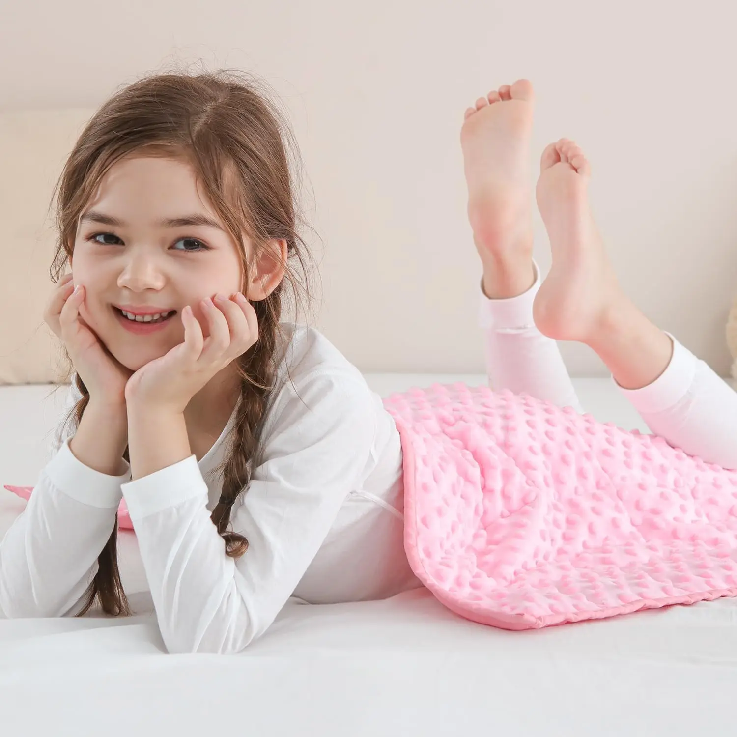 Weighted Lap Blanket for Sleeping, 2lbs 20 x 30 inches| Cooling Soft; Breathable; Calm and Nap; Filled With Bead; Small Weighted Lap Pad for School and Home; Pink