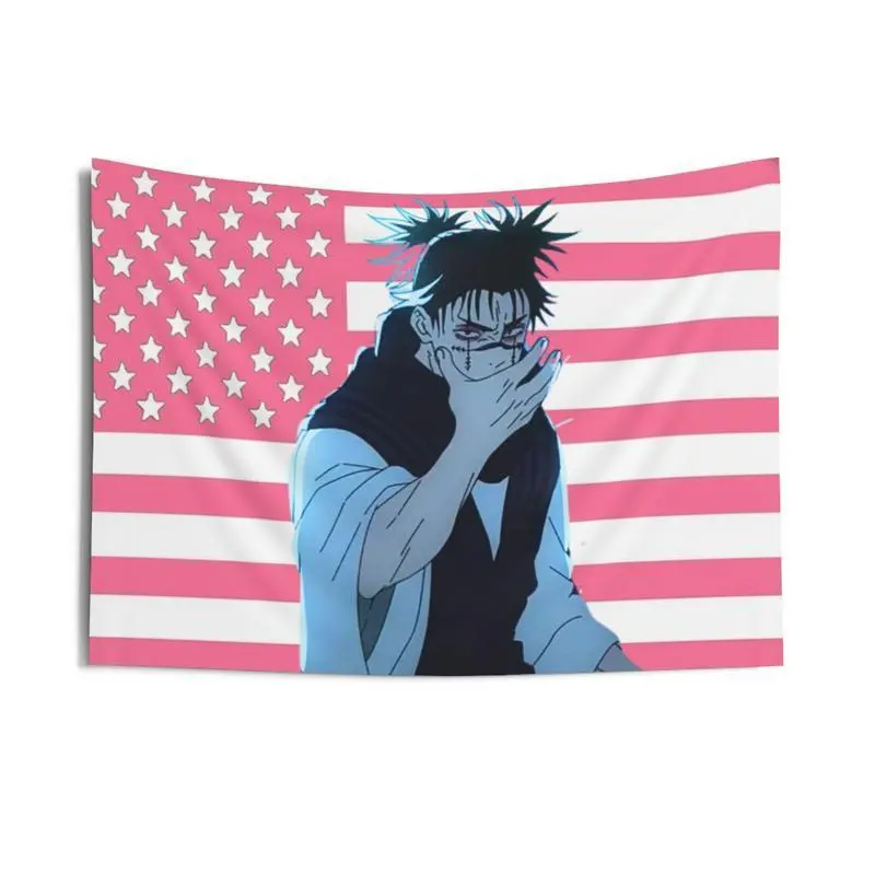 Pink Choso Anime Tapestry - Style 1 Anime Art Cotton Linen Wall Decor, Pink Bedroom Accessories, Home Goods Decoration Items for Dormitories, Living Rooms, Photo-Worthy Light Home Supplies