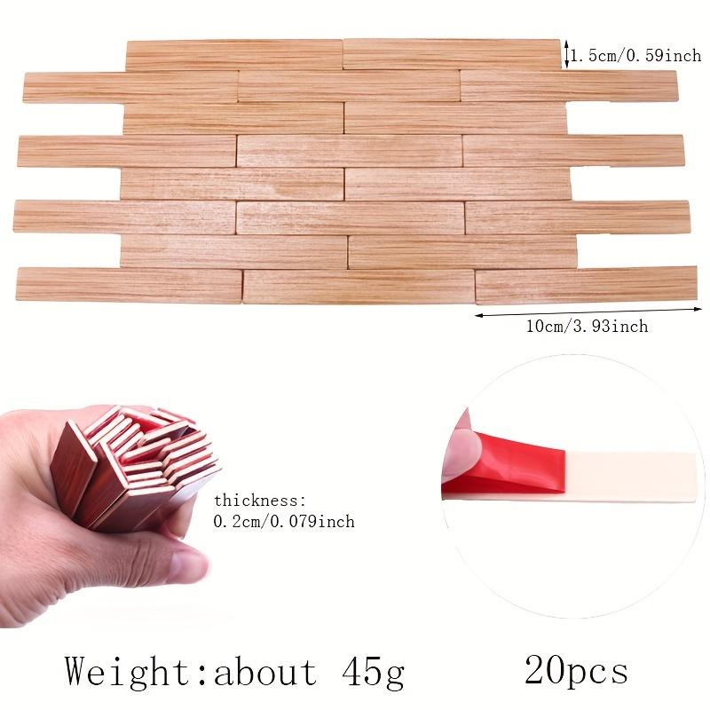 20pcs Dollhouse Miniature Wood Flooring Peel & Stick Planks with Realistic Wood Grain for BJD Kitchen Scene, Perfect Craft Gift