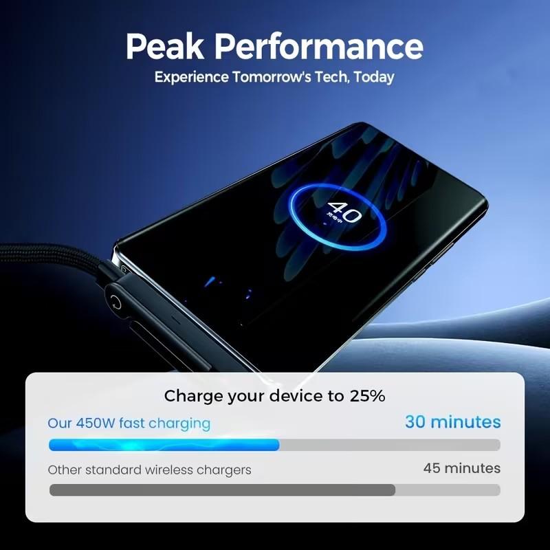 Side-mounted mobile phone charging cable, two-in-one invisible fixed charging cable, 65W fast charging cable with  phone stand, suitable for iPhone 15-17, all Android models are applicable, festival gift