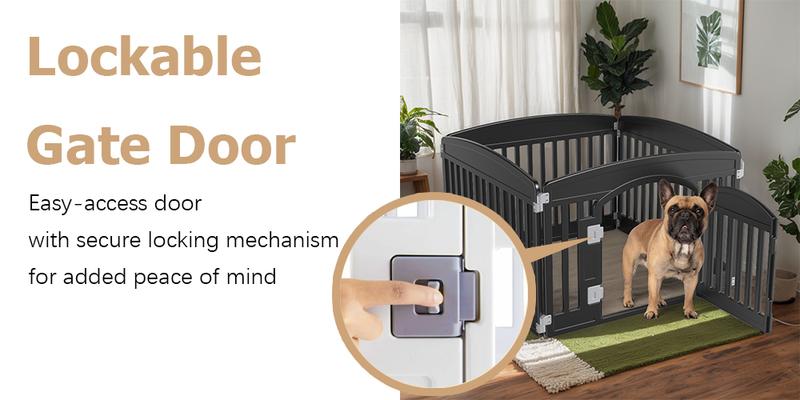 RIMIKING  Pet Playpen with Secure Gate,Flexible Modular Design,Lockable Gate,Non-Slip Base,Durable & Safe, GWL