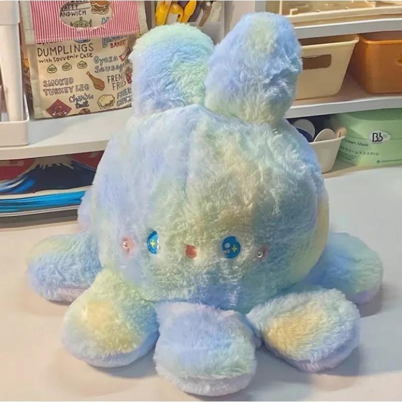 Stuffed Animal 20-50cm Fluffy Flip Plush Toy Colorful Rabbit Octopus Double Face Reversed Cosplay Plushie Peluche Cuddly Gifts
