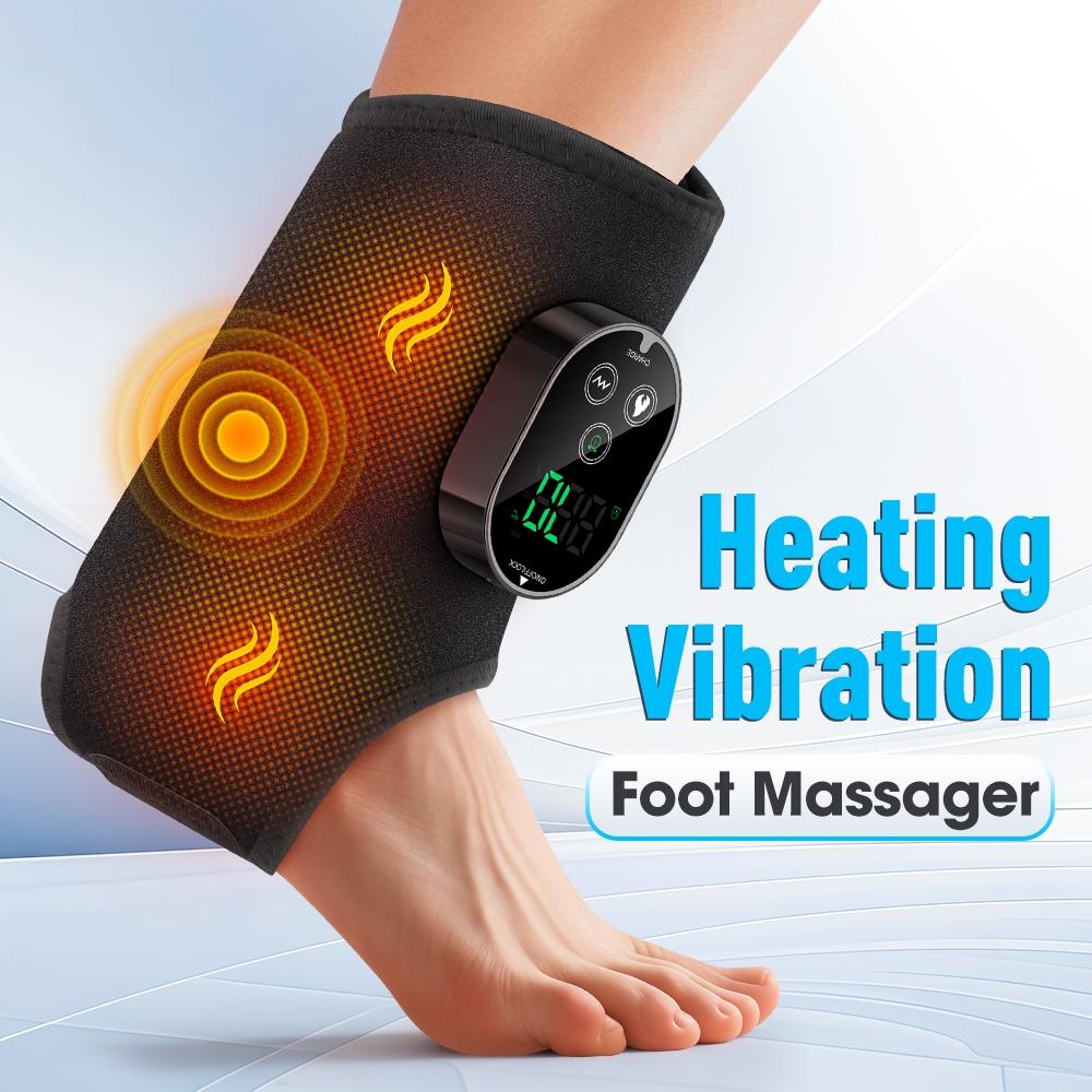 Wireless Ankle Foot Massager, 6 Temperature Settings, 3 Vibration Modes, Adjustable Timer, 3000mah Battery, 3-IN-1 Used for Foot, Ankle, Elbow, Fits Left/Right Feet