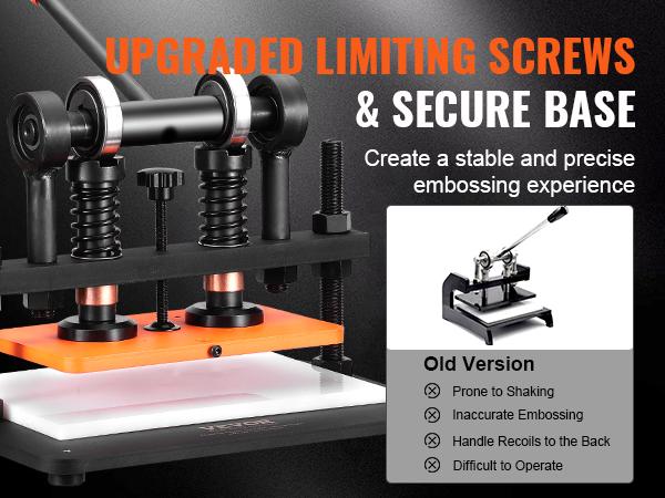 VEVOR Leather Cutting Machine, 10.2x 5.9 in Embossing Plate Manual Die Cutter, 0.47 in Pressure Stroke Dual Guide Shafts Die Cut Machine, Leather Embossing Machine for Various of Materials