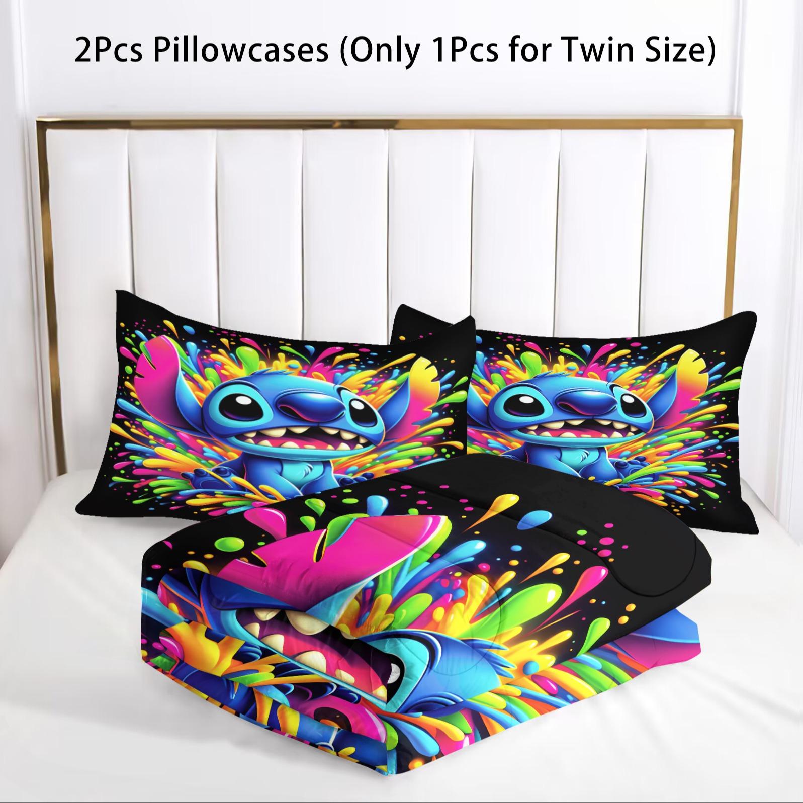 Stitch pattern, including 1 blanket and 1 or 2 pillowcases without pillowcases, suitable as daily holiday birthday gifts, soft children's and adult bedroom decorations