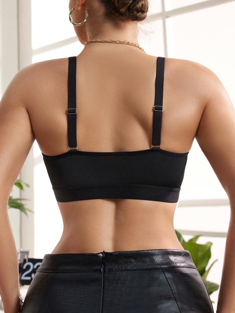 Women's Sexy Lace Bralette Set, Wireless Front Buckle Design, Medium Support, Unlined, Plain Pattern, All Seasons