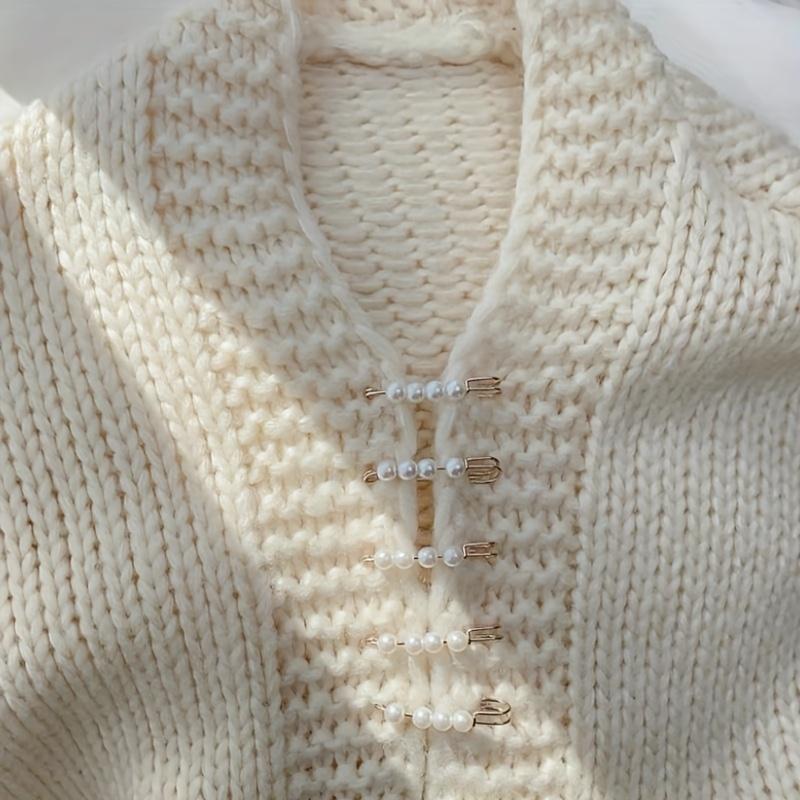 8pcs No-Sew Clothing Clips - Adjustable Buckle with Detachable Pearls, for Dresses, Shirts, Pants, Garments - Elegant Fasteners for Wedding, Party, Everyday Outfits - Durable & Easy Application, Fashion Embellishments, Chic Design, Polished Look