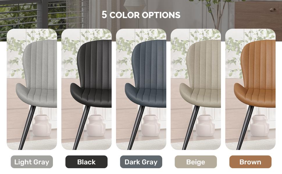 Dining Chairs, Modern Dining Room Chairs Comfy Backrest Thick Upholstered Kitchen Chairs 19IN Height with Metal Legs Dark Grey