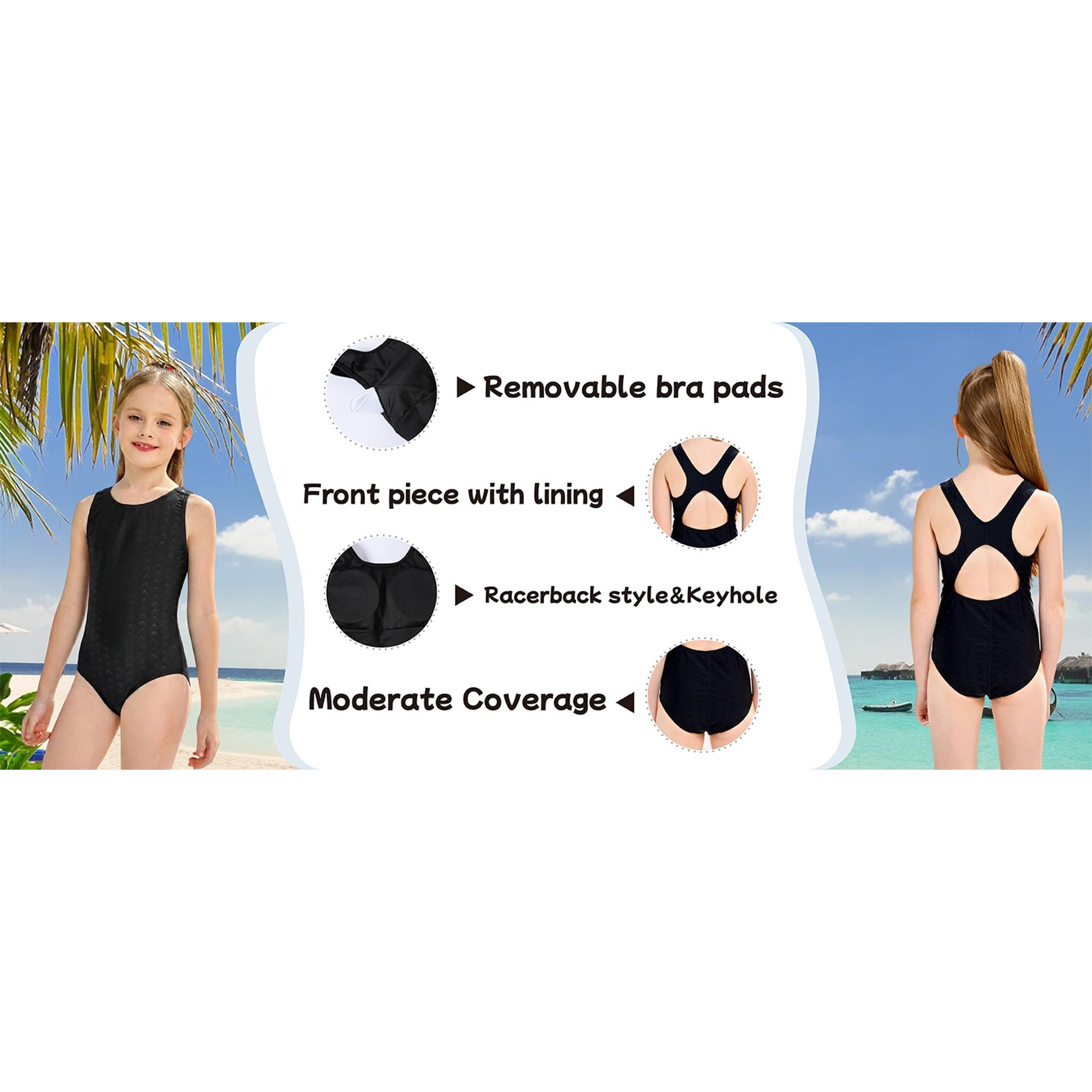 Girls' One Piece Swimsuit Athletic Girls Bathing Suits, Competition Girl Swimsuits Size 6-16 Years Girls' One Piece Swimsuit Athletic Girls Bathing Suits, Competition Girl Swimsuits Size 6-16 Years