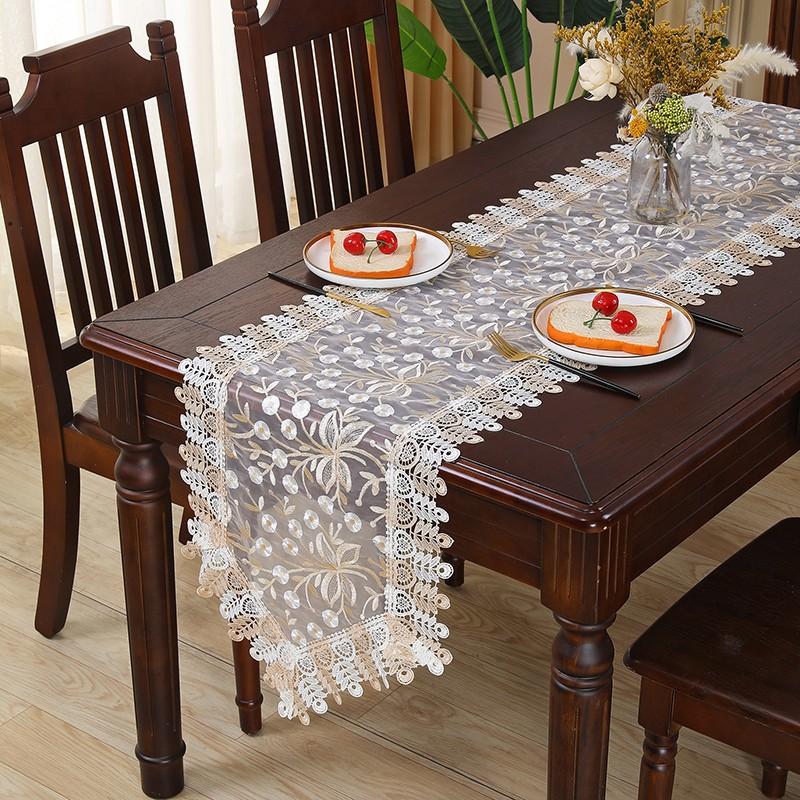 European Coffee Table Cloth, Lace Fabric Dust Cover, TV Stand Tablecloth, American Makeup Desk Protector, Long Shoe Cabinet Cover