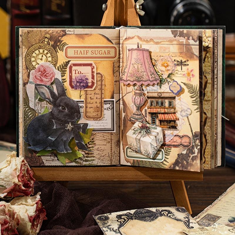 Vintage Style Material Paper Book, 192pcs/set Scrapbook & Journal Making Paper, DIY Decorative Craft Paper for Scrapbooking & Journal Making