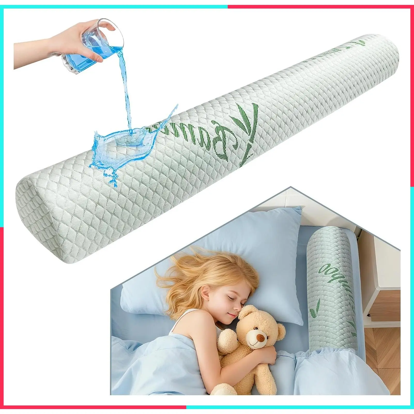 Waterproof Toddler Bed Bumper, Soft Baby Foam Rail for Full, Queen, Twin, King Size Beds, Green, 1 Pack
