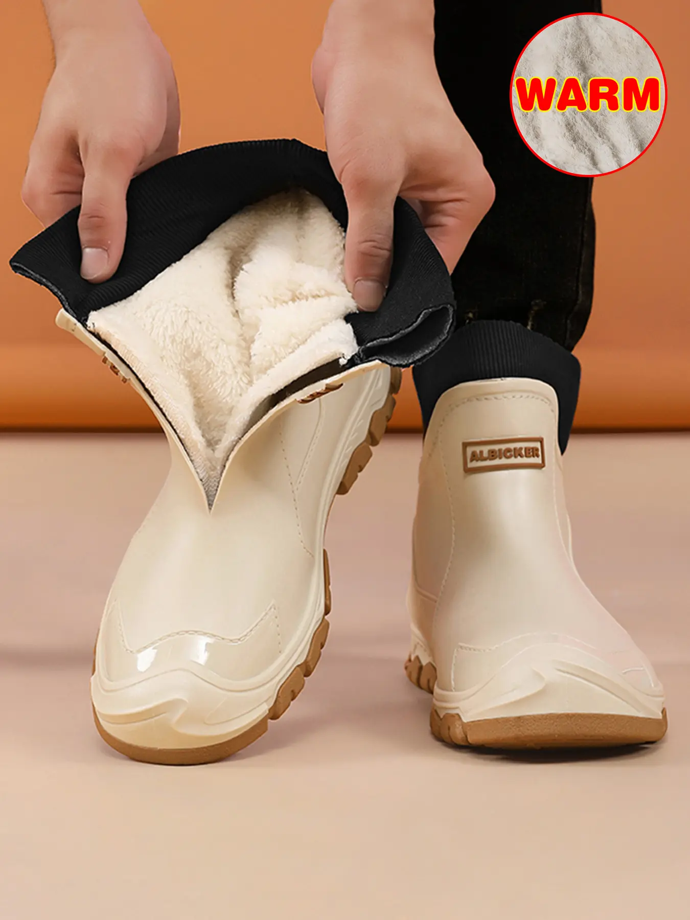 Couple Mid-Calf Elastic Sock Rain Boots, Unisex Non-Slip Thick Sole PVC, Waterproof Lightweight Comfortable, Ideal for Hiking, Commuting, Rainy Days