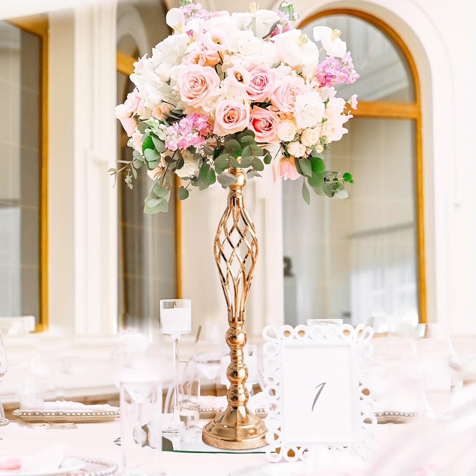 10pcs, Perfect Wedding Banquet Table Centerpiece, Elegant Metal Small Vase, Golden And Silver Bohemian Artificial Flower Decoration Bottle, Multifunctional Flower Stand Candlestick