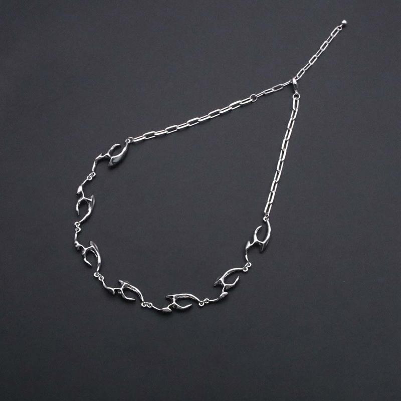 Irregular necklace silver geometric length adjustable clavicle chain, street style gift accessories