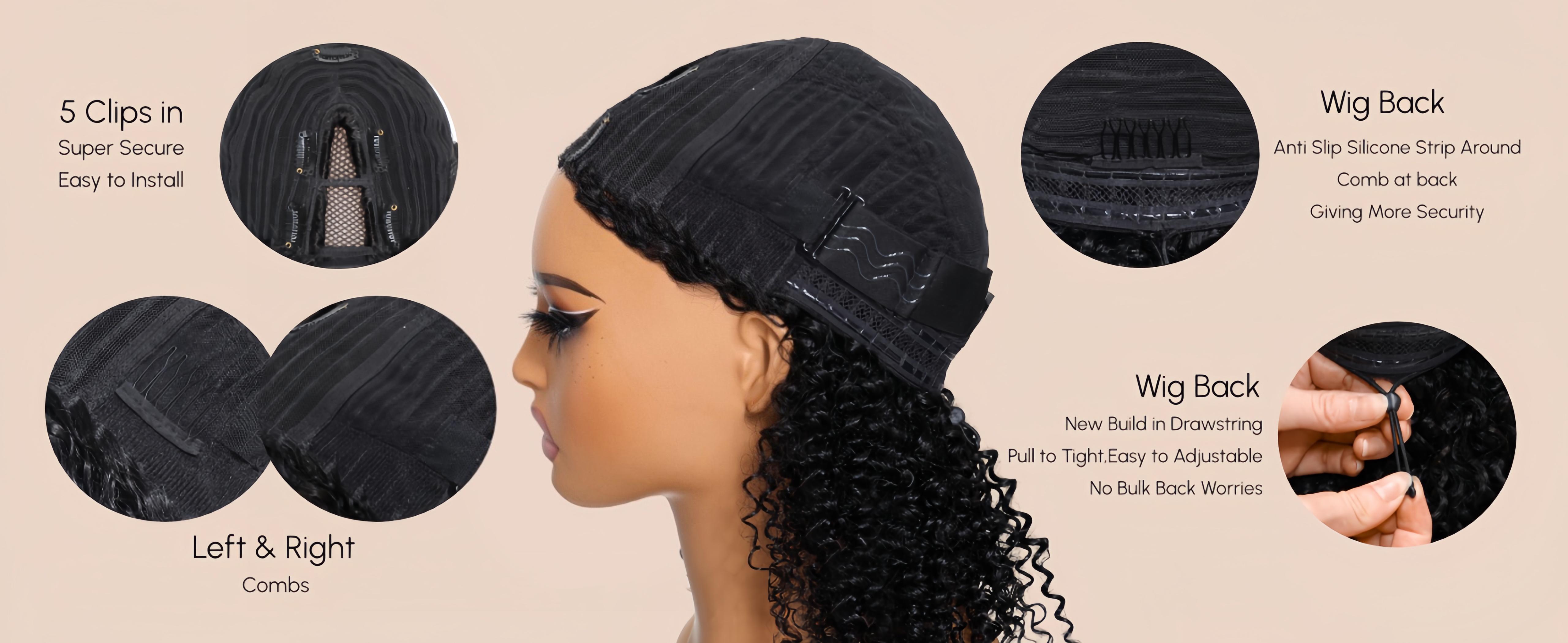 [Hot] CheetahBeauty Upgrade With Drawstring Straight V Part Wigs Human Hair Glueless Body Wave V Part Human Hair Clip in Wigs Beginner Friendly No-Sew In No Glue Ready to Go Wig