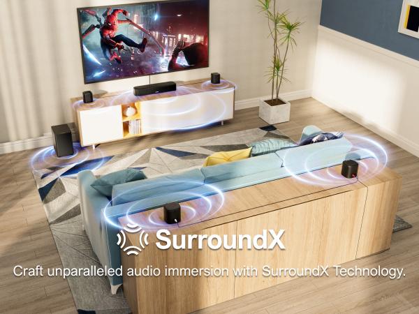 ULTIMEA Aura A40 7.1ch Virtual Surround Soundbar – Entry Level 4 Adjustable Speakers, 121 EQ Presets, Subwoofer, Wall-Mountable Budget Edition.Audio.Smartphone. Bluetooth. Sound Bar. TV