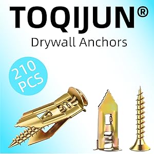 210 PCS Self Drilling with Screws Kit,105 PCS and 105 PCS Screws, Zinc-Plated - for Gypsum Board, Hollow, Picture Frames,etc.No Needed