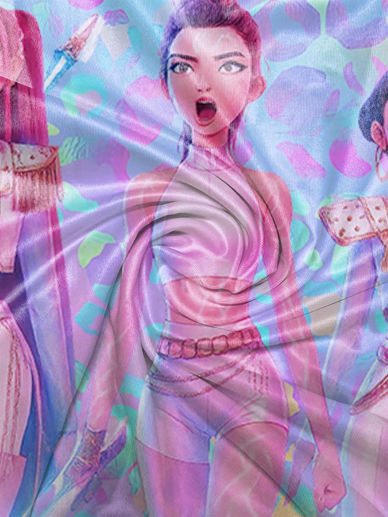 Girls Kpop Demon Hunters One-Piece Swimsuit, Colorful Polka Dot Group Image Print, Ruffled Sleeveless Swimwear, Summer Beach Wear