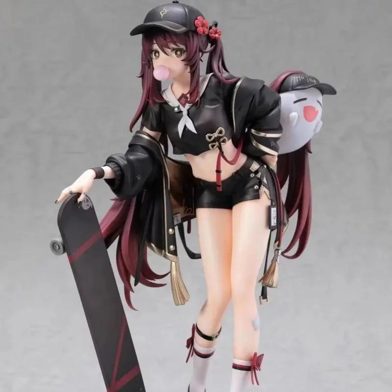 Hot Anime Genshin Impact Figures Gk Hu Tao Action Figures Skateboarding Trendy Clothes Pvc Model Collection Toys Birthday Gifts