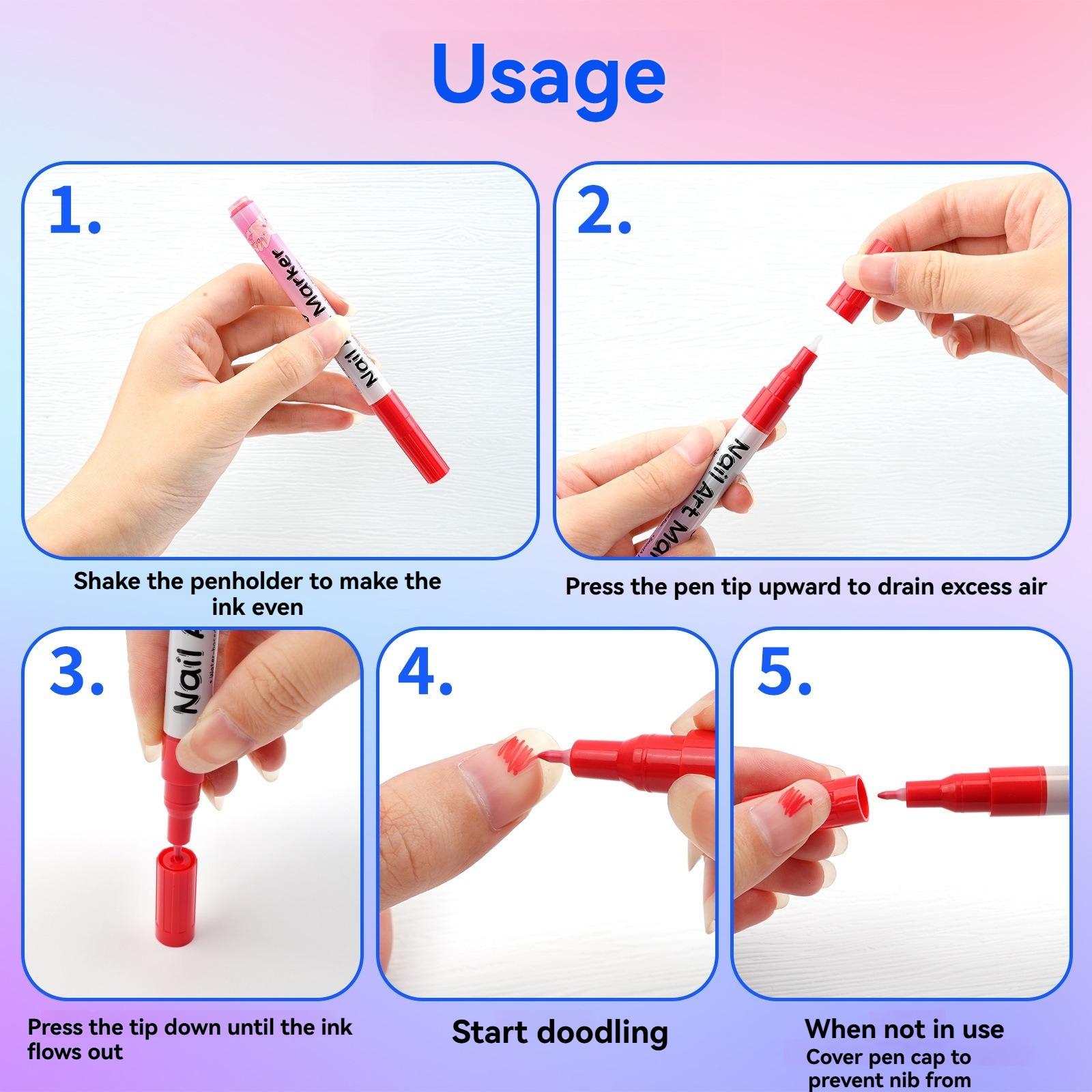 24 Color Nail Art Pens Set, Quick-Dry Nail Paint Markers, Doodle Pen Kit, Christmas Gift, Manicure Drawing Flower Pens