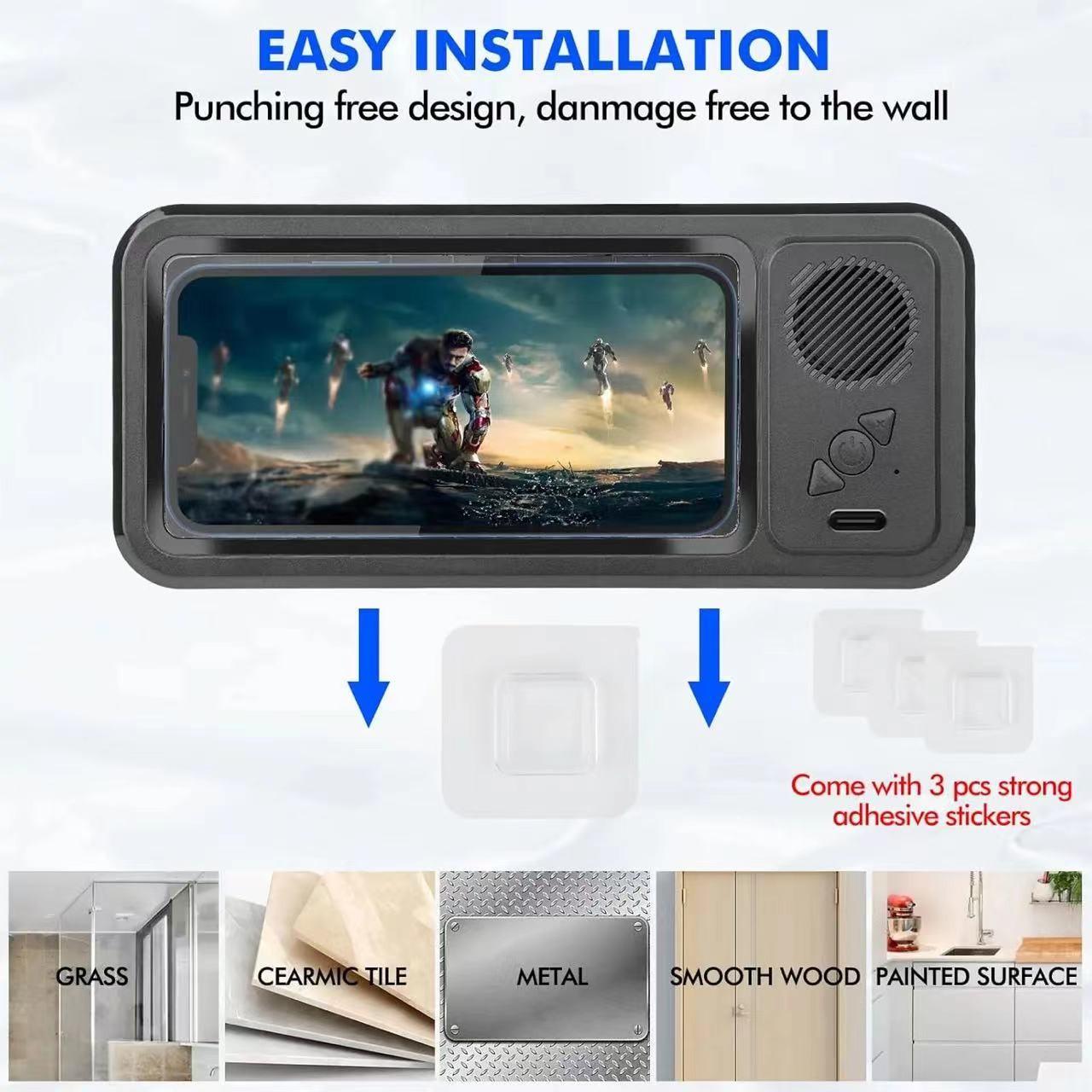 Waterproof Box Speaker, Bluetooth-compatible Speaker with Phone Stand, Ipx5 Waterproof, 360° Rotatable Touchscreen, Ideal for Kitchen, Bathroom, TV Stand