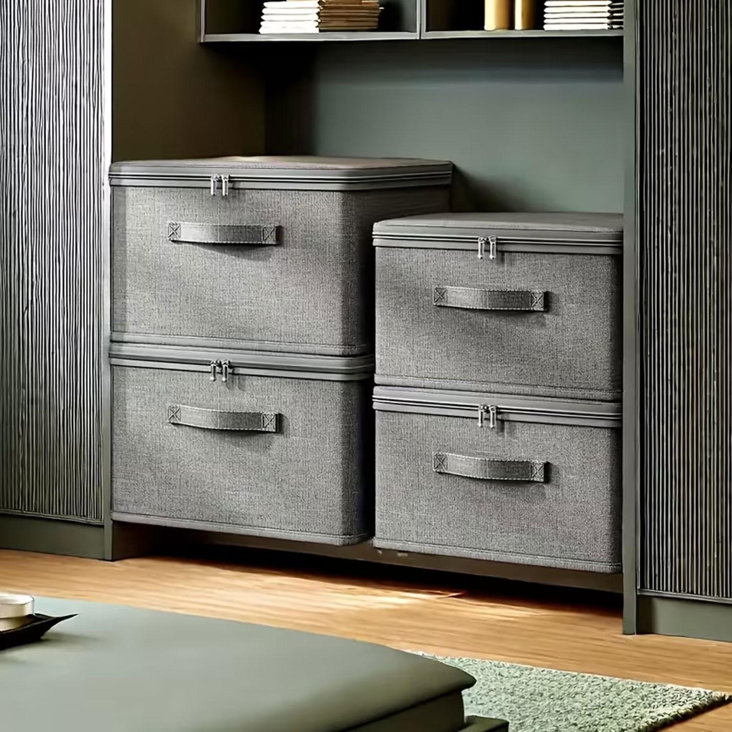 Extra-large stackable storage box - Multi-functional space-saving organizer suitable for use in wardrobes, bedrooms, kitchens, etc. - Ideal choice for toys, books, clothes and bed sheets.