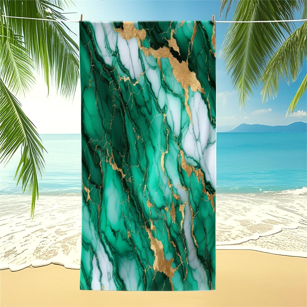 Marble Pattern Art Beach Towel, Luxury Premium Design, Quick Dry Absorbent Soft Skin-friendly, Ideal for Vacation Photoshoot Pool Daily Use