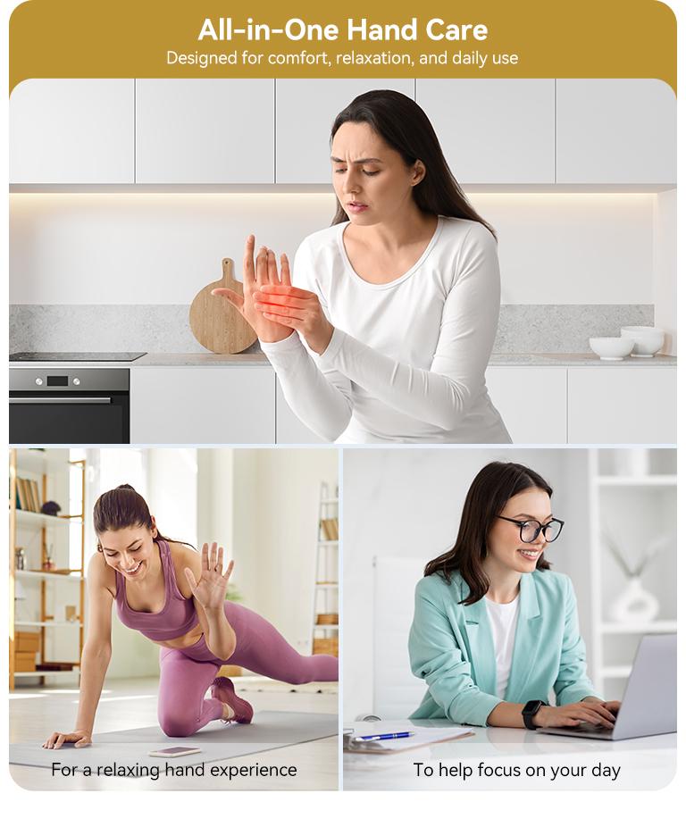 [Plus Model] CINCOM New Hand Massager, Cordless Finger Soother with Gentle Warmth, Customizable Comfort Settings, Easy-to-Read Display, Rechargeable, Perfect for Relaxation, Ideal Gift for Loved Ones