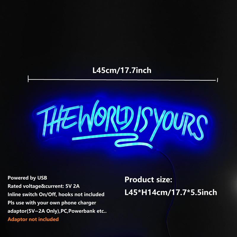 "The World Is Yours" Neon Sign, USB-Powered Light for Party and Room Decor, Unique Wall Art Lamp, Gift for Halloween, Christmas and Birthdays #TOP PICKS