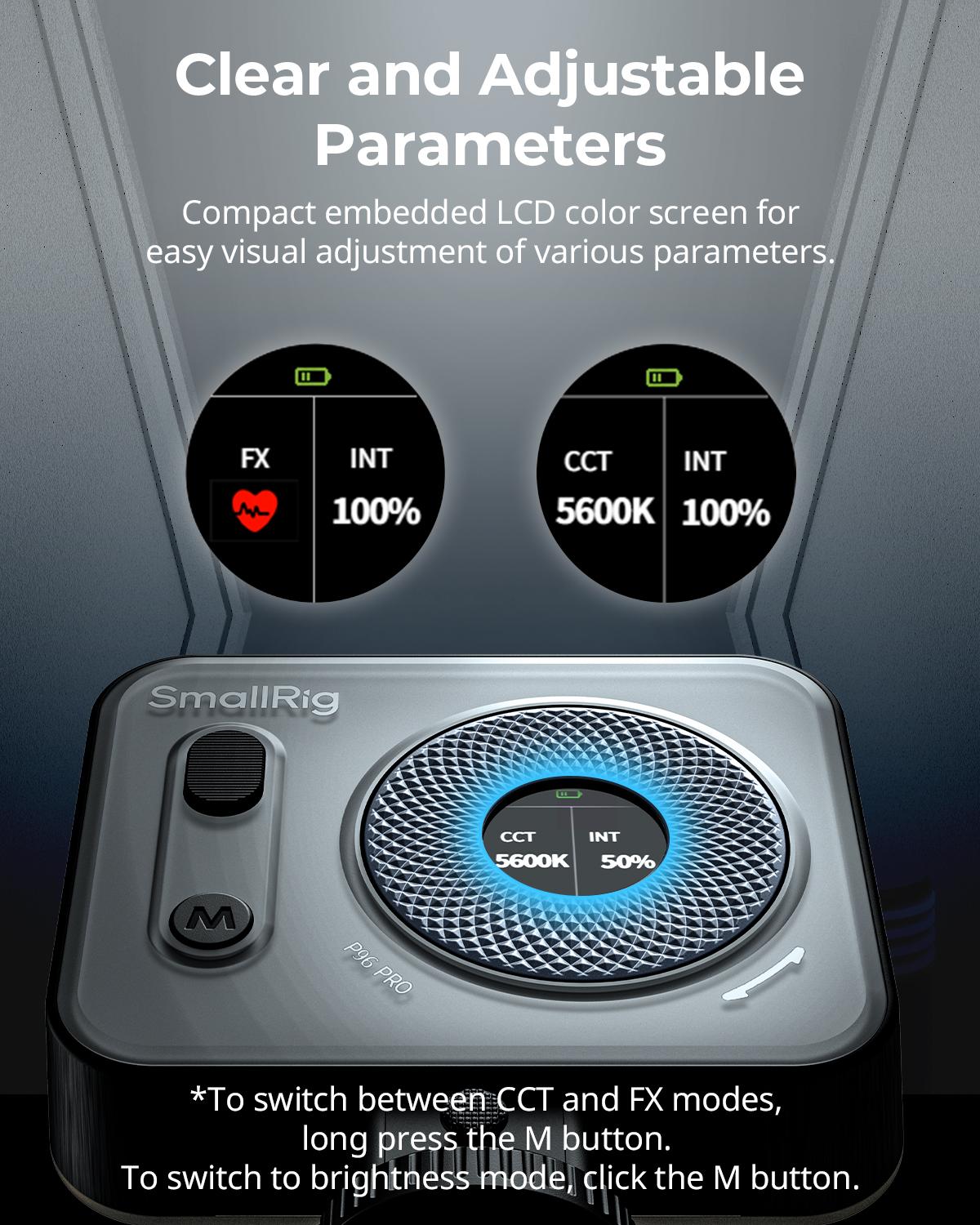 SmallRig Vibe P96 Pro Led Video Light, Portable Camera Light for Photography, Cold Shoe Light, CRI95+, 2500-6500K, 5 Effects, Fill Light Accessories for Content Creator, Streaming Black and pink 4660/4786 Smartphone Lighting