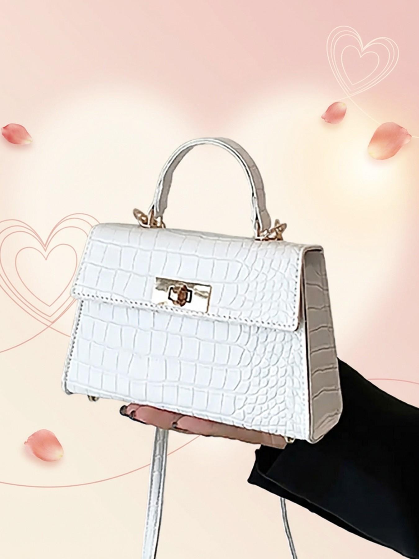 Vintage Mini Crossbody Bag for Women PU Leather Small Top Handle Purse with Removable Chain Strap Dressy Clutch Handbag Convertible crossbody bag