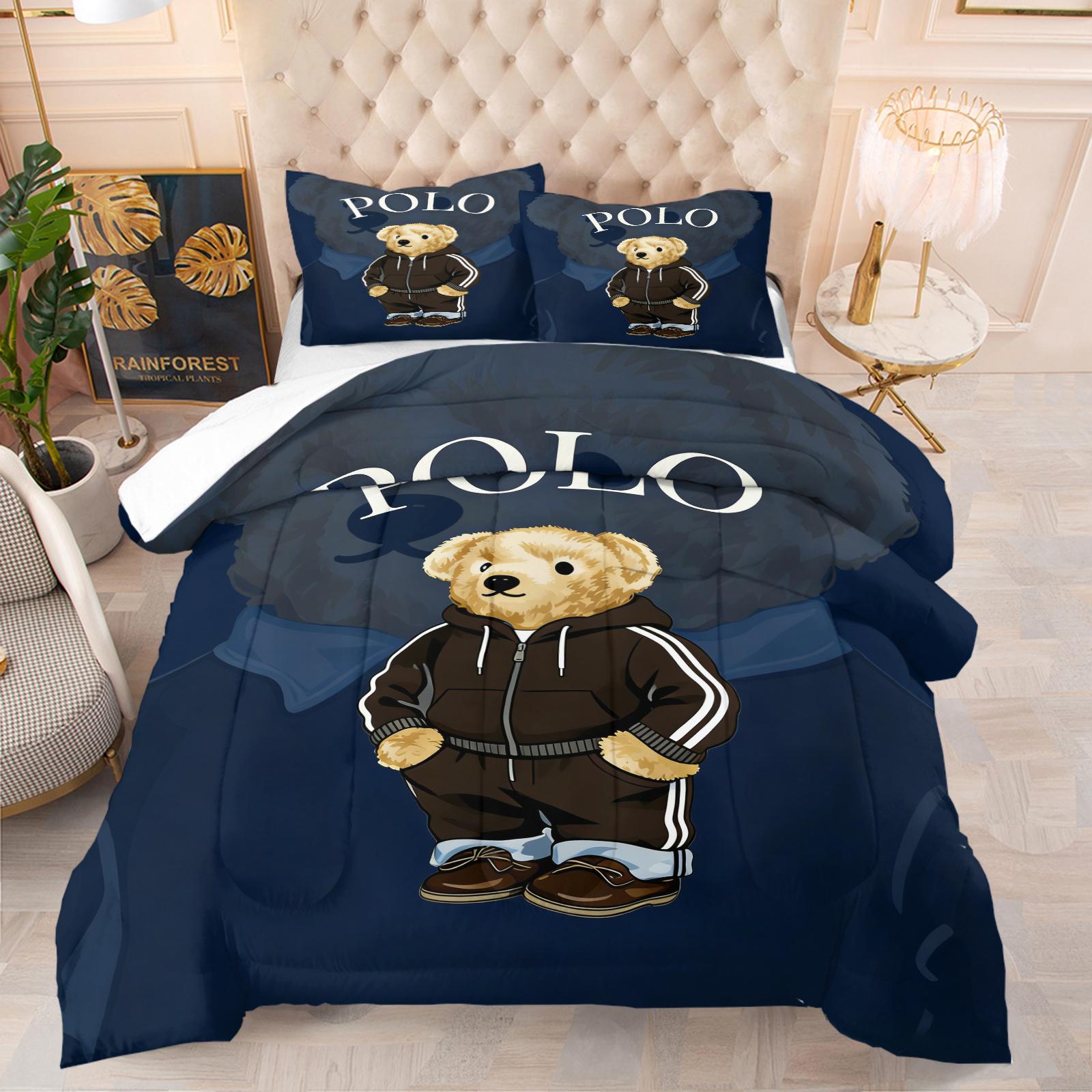 Bamboo Print Pattern Bedding Set, Includes 1 Quilt and 1 or 2 Pillowcases Without Pillow Inserts, Soft Bedroom Decor for Kids or Adults, Perfect Gift