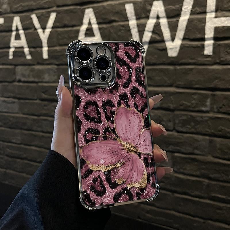 Darlingcase Pink Butterfly Pattern Anti-Drop TPU Case, For iPhone 17 Pro Max iPhone 16/15/14/13/12/11 Phone Case Full Camera Protection Slim Shockproof Mobile Phone Cover
