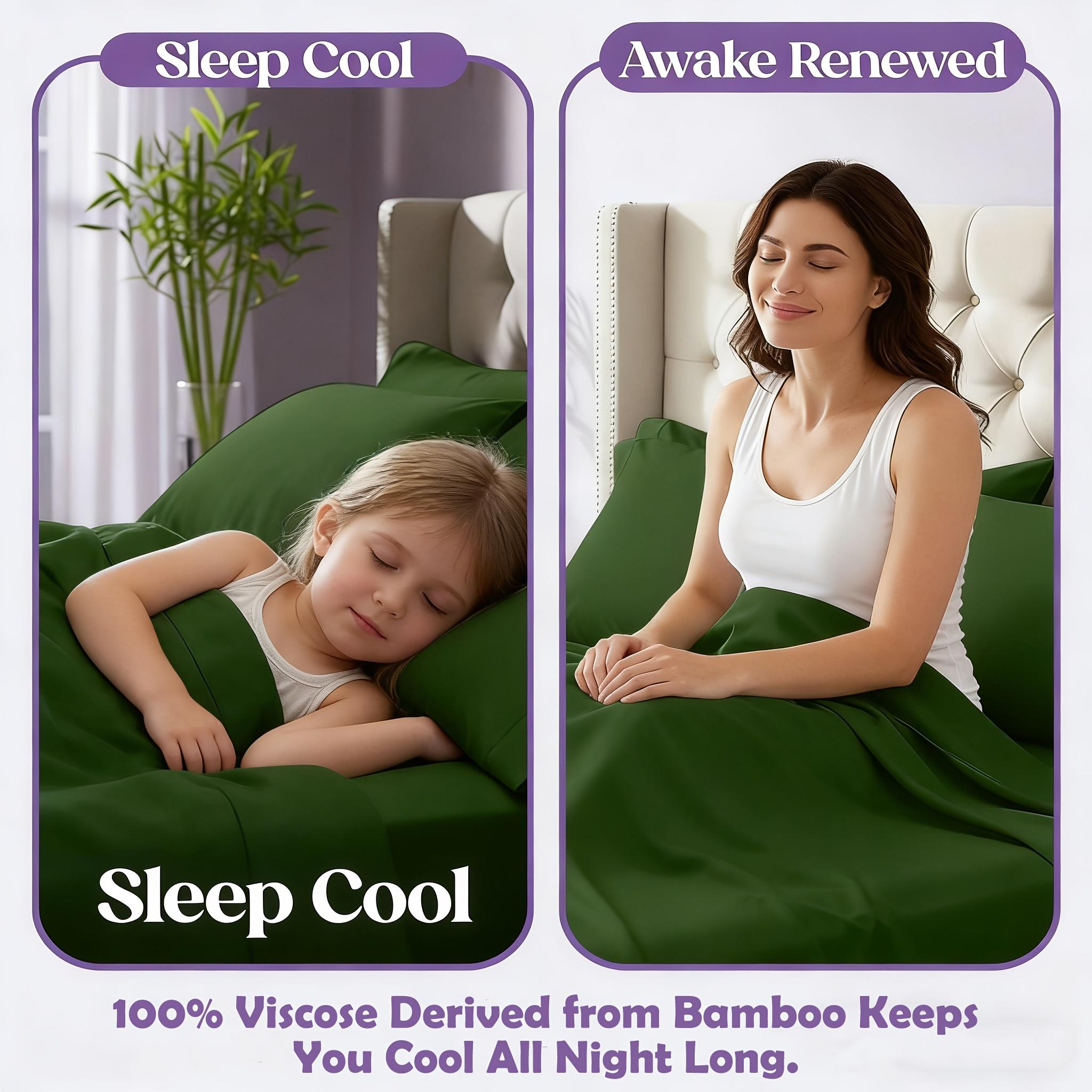 MUXHOMO 6pcs Cooling Bed Sheets Set - Bamboo Sheets Set - Hotel Luxury Bed Sheet Set - Soft, Wrinkle Free & Comfy - Easily Fits Extra Deep Mattresses -Great Kids Room Gifts