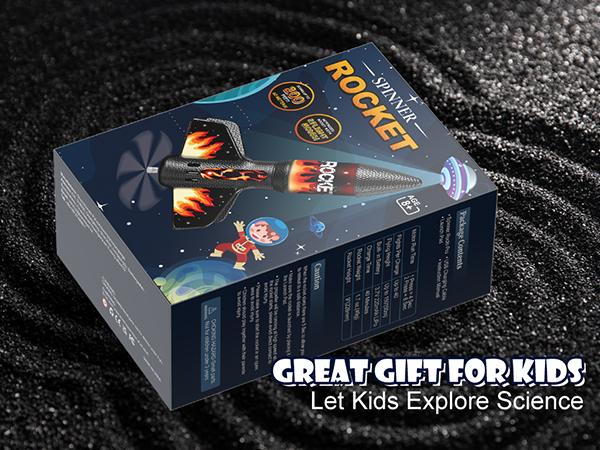 Rocket Launcher for Kids, Self Launching Motorized Air Rocket Toy, Outdoor Toys for Ages 8-12, Model Rockets with Parachute Safely Land, Launch up to 200 ft Birthday Gifts for Boys (Orange)  Aircraft