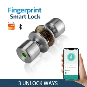 3-in-1 Keyless Biometric Door Knob Lock - Metal Fingerprint Handle with App Control, Local Data Storage, USB Power, Electronic Keypad Lock for Home, Apartment, Biometric Door Knobs for Hardware & Security Needs
