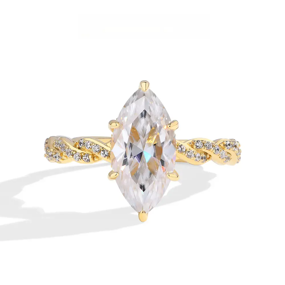 Gorgeous 3CT Marquise Shape  D Color VVS1 Synthetic Moissanite Ring  for Women 925 Sterling Silver Engagement Anniversary Party Gift