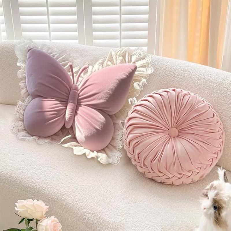 Elegant butterfly shaped lace pillow - suitable for decorating bedrooms, living rooms, or offices all year round, decorative pillow | floral lace design | durable fabric, butterfly decoration holiday gift preferred