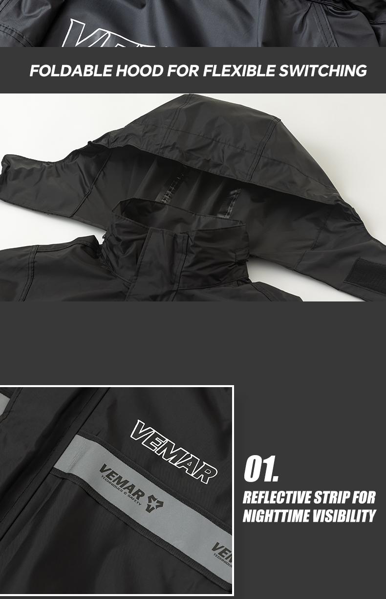 VEMAR Motorcycle Split Raincoat Unisex Rain Jacket and Pants Set for Delivery Riders Motocross Raincoat with Hat
