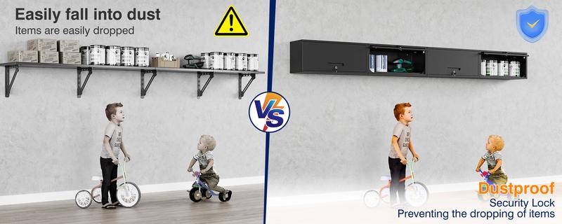 Yizosh Metal Garage Wall Cabinet with Doors, Wall Mounted Metal Storage Cabinet, Floating Garage Tool Cabinet for Garage, Basement, Kitchen, Warehouse ( 13.7" H)