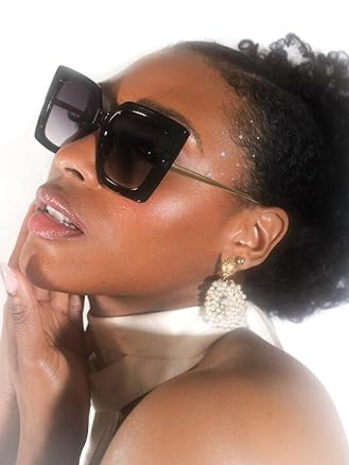 FEISEDY Trendy Polarized Cateye Sunglasses Womens Vintage Oversized Square Sunglasses UV400 Protection B0003