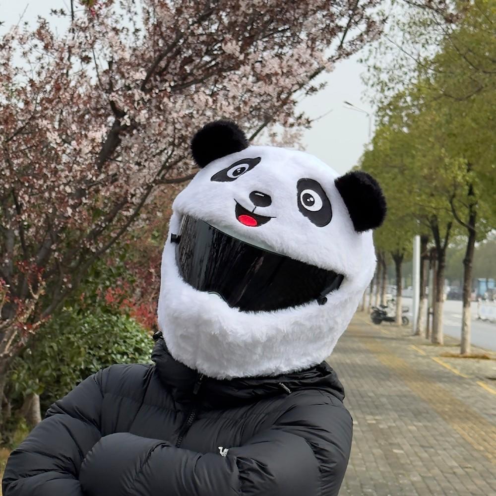 Cute Panda Motorcycle Helmet Cover, Soft Comfortable Easy to Wear, Prevents Helmet Wear, Ideal for Riding, Festive Parties