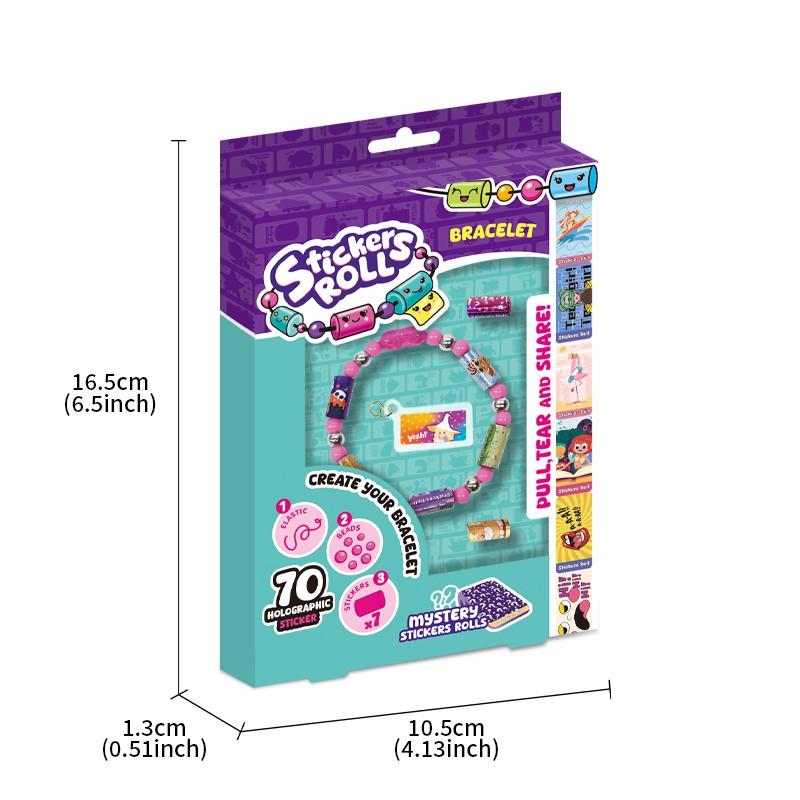 DIY Bead Sticker Bracelet Set, Includes 70 Stickers, 2 Rolls Super Mystery Stickers, Cute Characters, Perfect for Girls